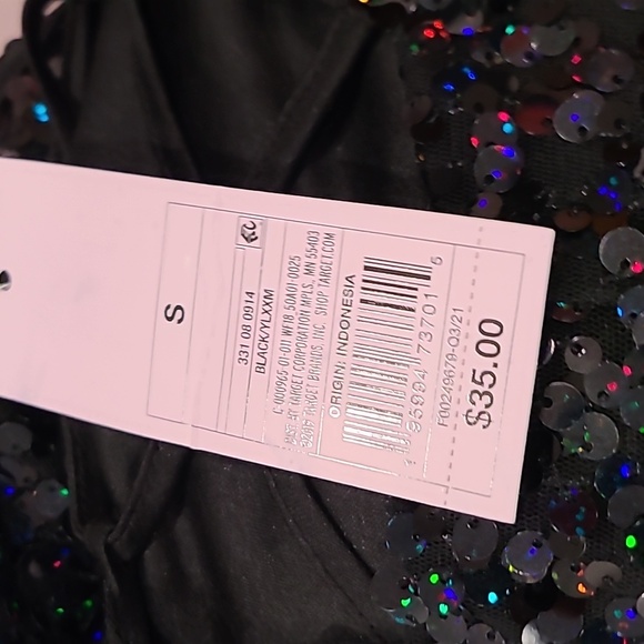 Black sleeveless mini dress with sequins and a form-fitting design - Picture 8 of 8